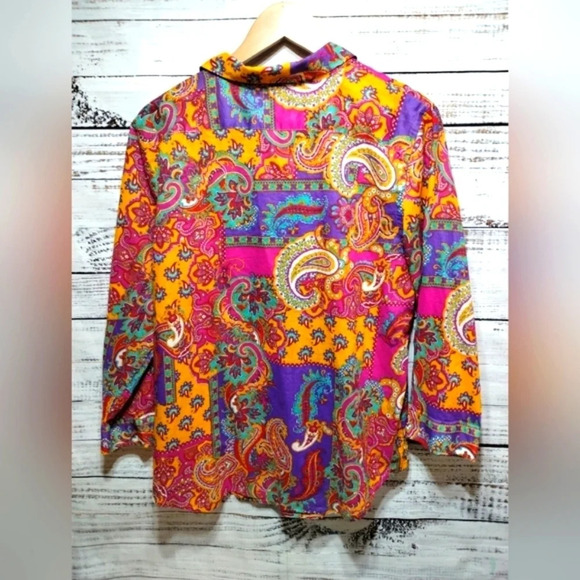 Lauren Ralph‎ Lauren LRL Paisley  Button Down Shirt size XL Multicolor Cotton - Picture 3 of 5